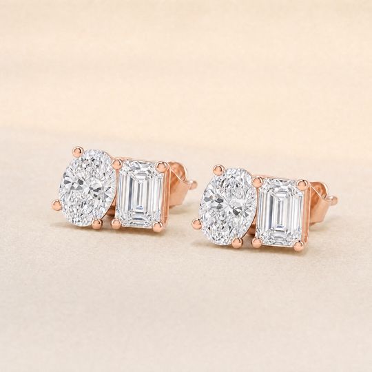 Toi Oval Diamond Studs Rose Gold Lifestyle