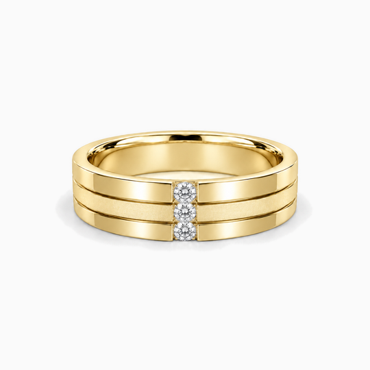 Round Diamond Split Groove Ring 18K Yellow Gold 01 Lying