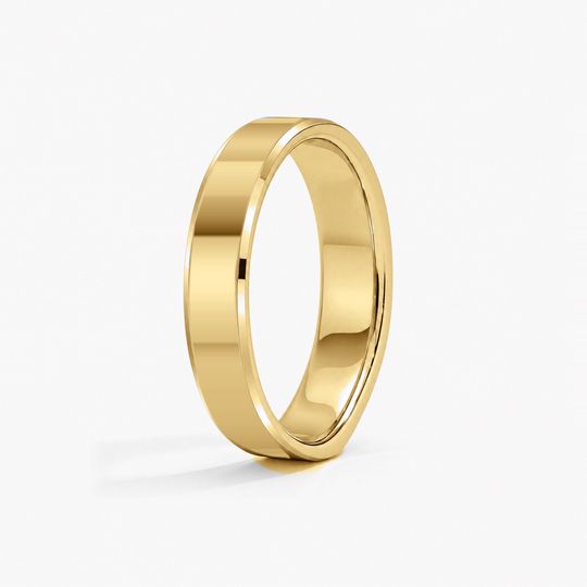 Bevelled 4Mm 18K Yellow Gold Polished 02 Standing