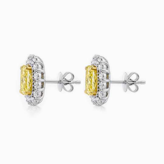 Yellow Cush Dia Halo Stud Side (1)