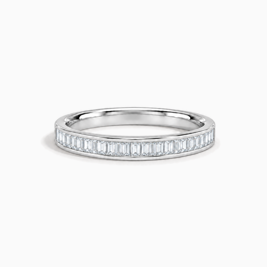 040Ct Half Channel Baguette Diamond Ring White Gold Lying
