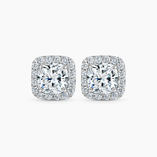 Cushion Cut Diamond Halo Studs (1)
