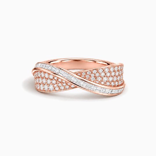 Solaia Crossover Lab Grown Diamond Ring Rose Gold Lying