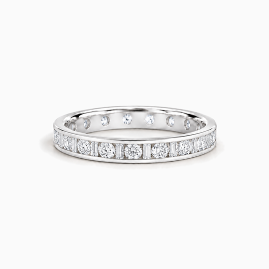 100Ct Full Channel Dot Dash Diamond Ring White Gold Lying