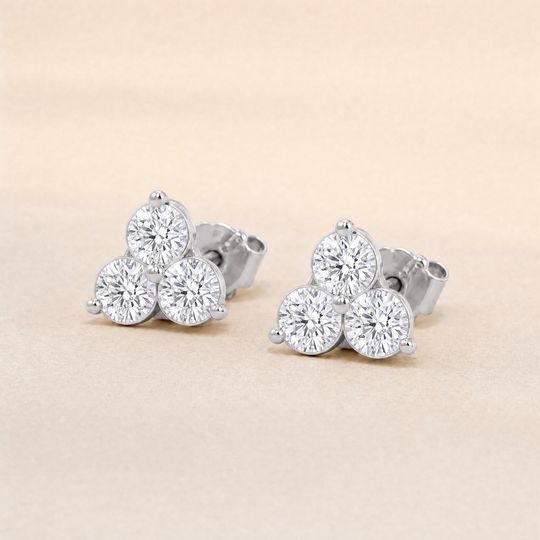 Trio Diamond Studs White Gold Lifestyle