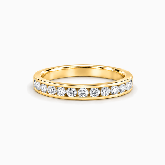 200Ct Full Channel Round Diamond Ring Yellow Gold Lying