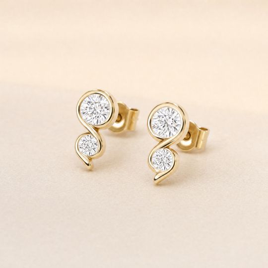 Duo Diamond Studs Yellow Gold Lifestyle