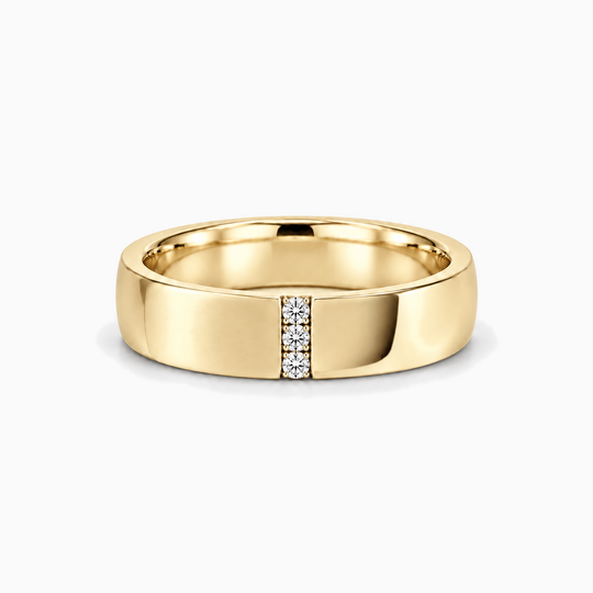 Round Diamond Split Ring 18K Yellow Gold 01 Lying