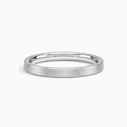 Womens 2.5Mm Flat Court Matt Finish Wedding Ring Platinum Lying