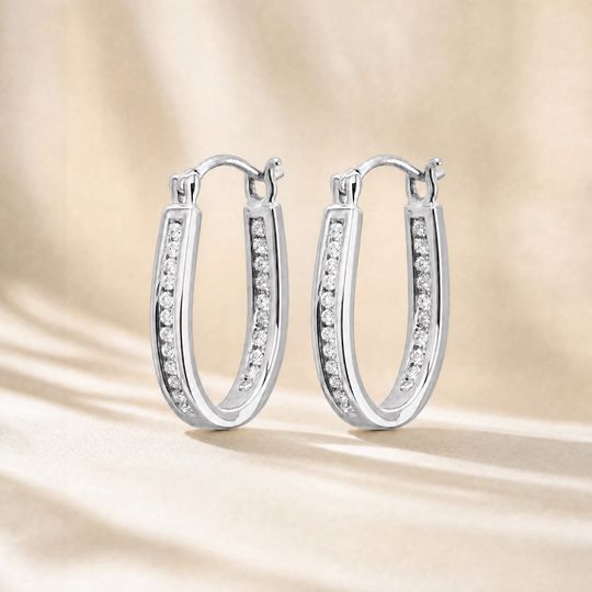 Always Channel Diamond Earrings White Gold Lifestyle