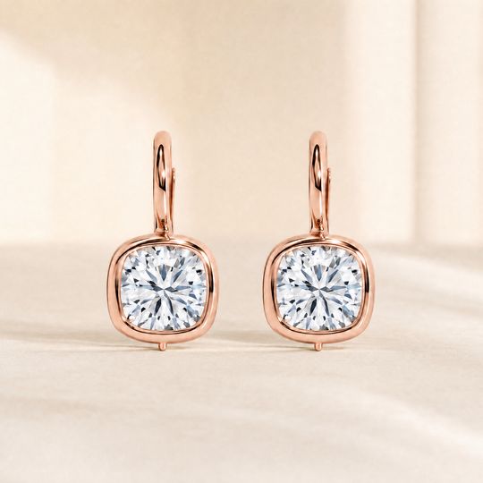 Droplet Cushion Diamond Earrings Rose Gold Lifestyle