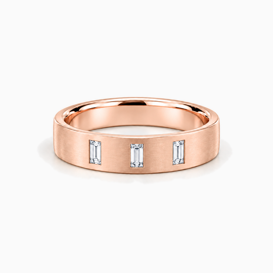 Baguette Three Diamond Ring 18K Rose Gold 01 Lying