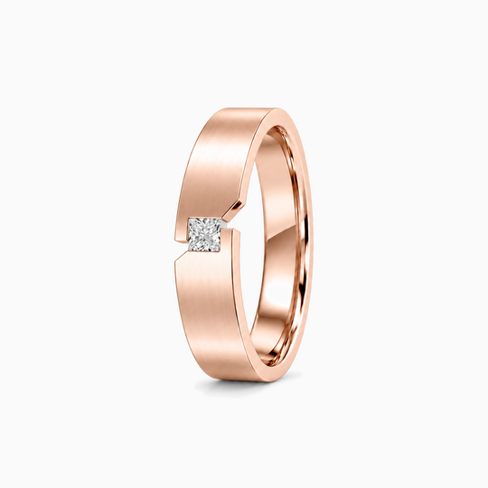 Princess Cut Diamond Cross Split Ring 18K Rose Gold 02 Standing