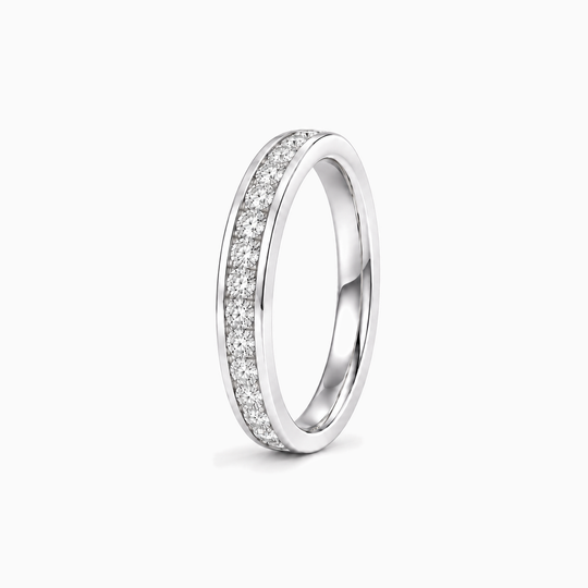050Ct Full Channel Round Diamond Ring White Gold Standing