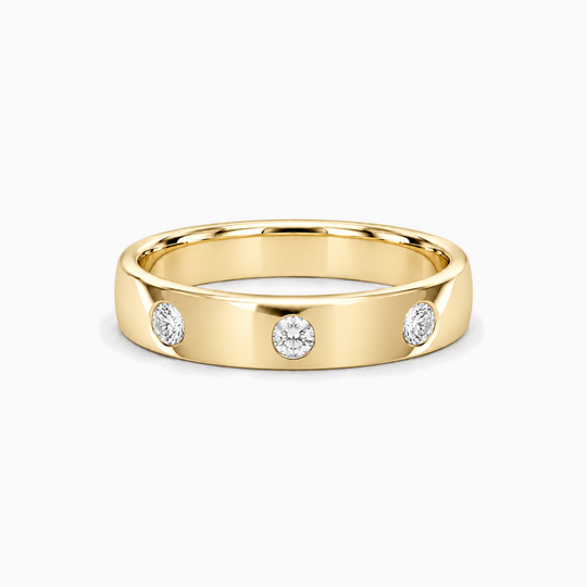 Three Round Diamonds Ring 18K Yellow Gold 01 Lying