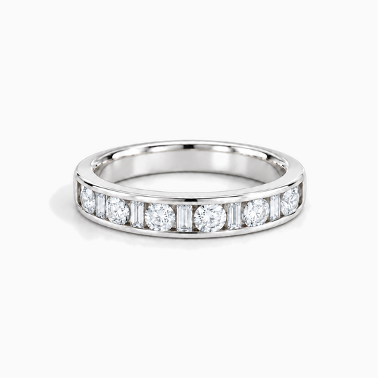 100Ct Half Channel Dot Dash Diamond Ring White Gold Lying