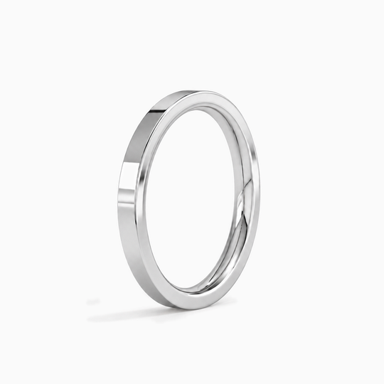 Womens 2Mm Heavy Weight Flat Court Wedding Ring Platinum Standing