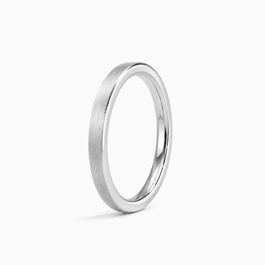 Womens 2Mm Flat Court Matt Finish Wedding Ring Platinum Standing