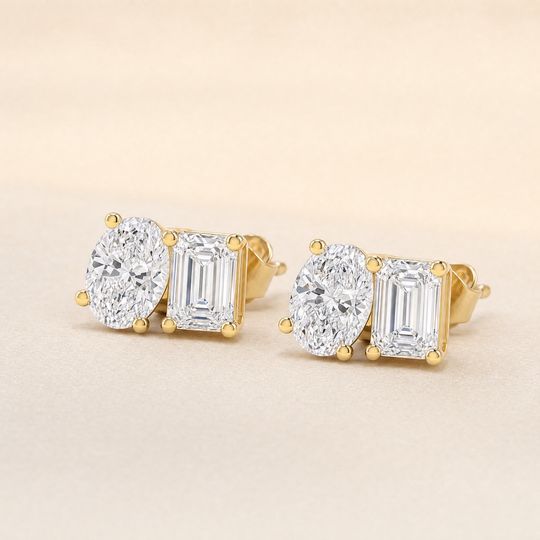 Toi Oval Diamond Studs Yellow Gold Lifestyle