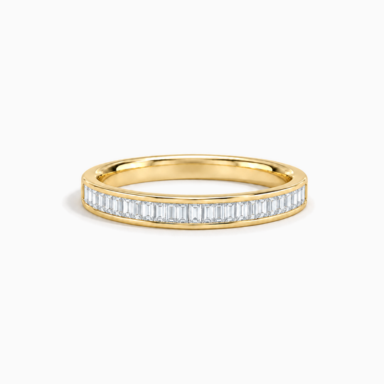 040Ct Half Channel Baguette Diamond Ring Yellow Gold Lying