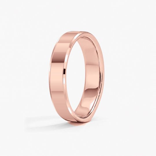 Bevelled 4Mm 18K Rose Gold Polished 02 Standing