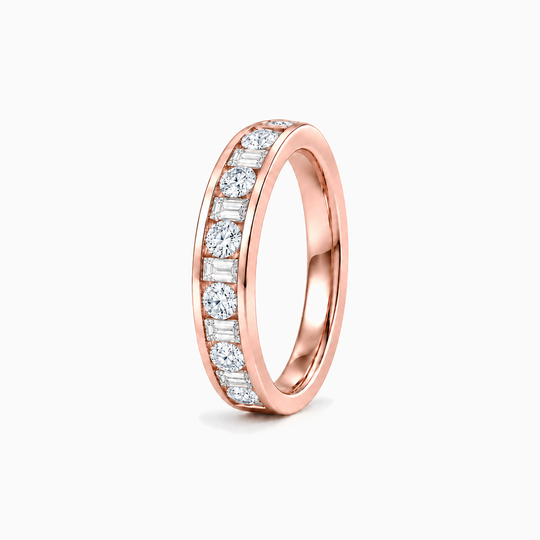 075Ct Half Channel Dot Dash Diamond Ring Rose Gold Standing
