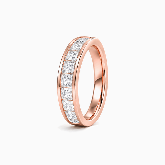 150Ct Half Channel Princess Cut Diamond Ring Rose Gold Standing