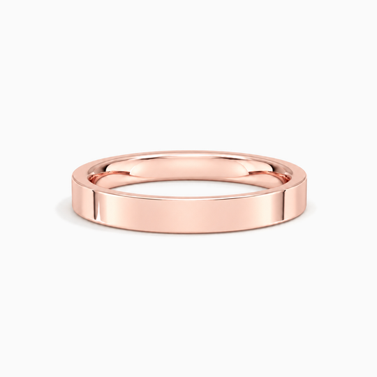 Womens 4Mm Flat Court Wedding Ring Rose Gold Lying