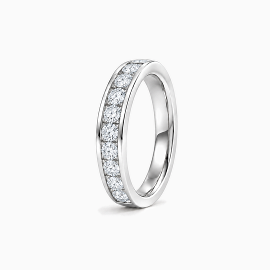 200Ct Half Channel Round Diamond Ring White Gold Standing
