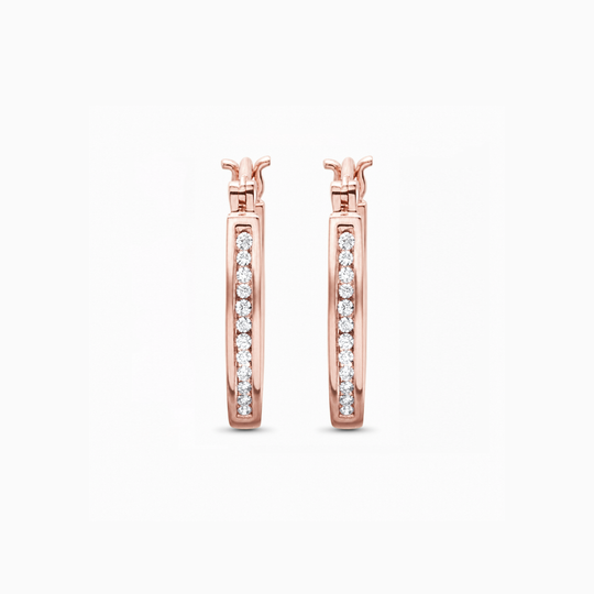 Classic Diamond Channel Hoop Earrings 54462 Rose