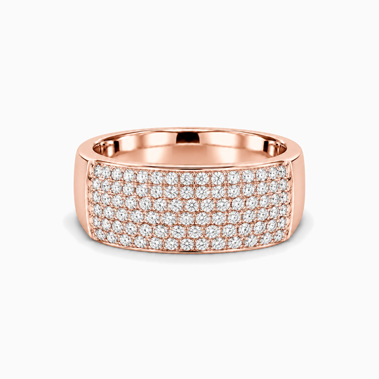 Mens Block Pave Diamond Ring 18K Rose Gold 01 Lying