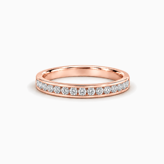 075Ct Full Channel Round Diamond Ring Rose Gold Lying