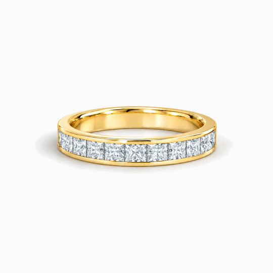 150Ct Half Channel Princess Cut Diamond Ring Yellow Gold Lying