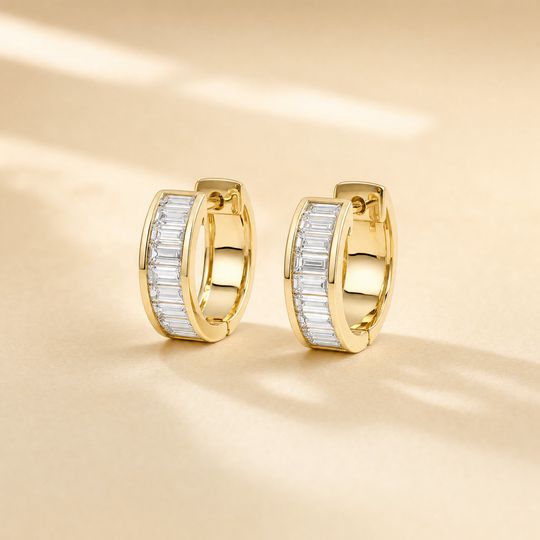 Cora Baguette Diamond Earrings Yellow Gold Lifestyle