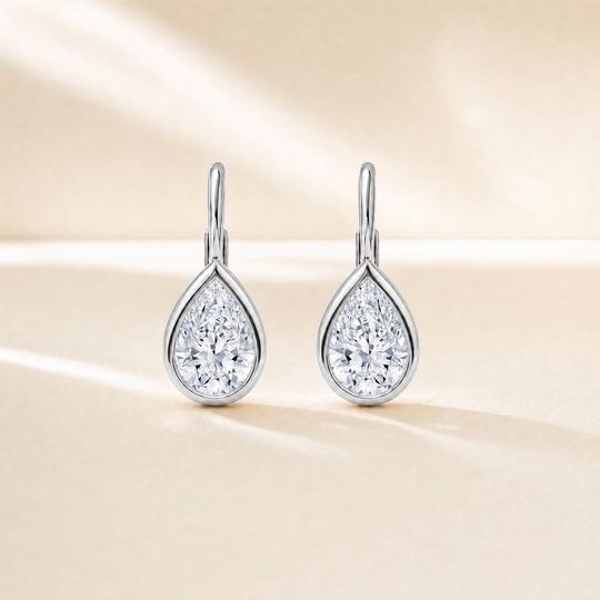 Droplet Pear Diamond Earrings White Gold Lifestyle