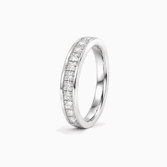 075Ct Half Channel Princess Cut Diamond Ring White Gold Standing