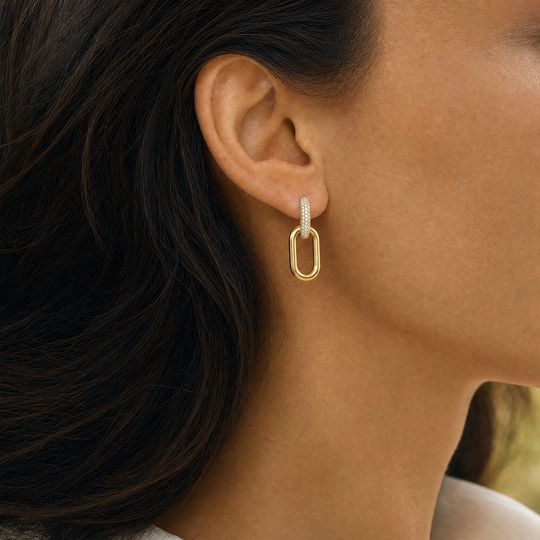 Geneva Link Diamond Earrings Yellow Gold Model 2
