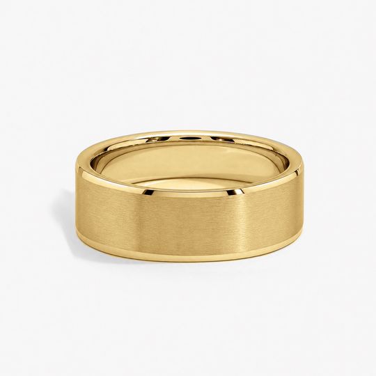 Bevelled 7Mm 18K Yellow Gold Matte 01 Flat
