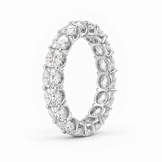 Oval Cut Lab Grown Diamond Eternity Ring White 02 Standing