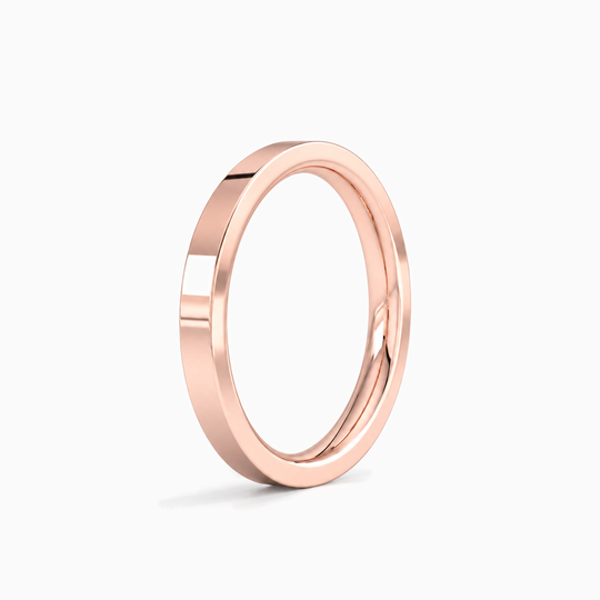 Womens 2.5Mm Flat Court Wedding Ring Rose Gold Standing