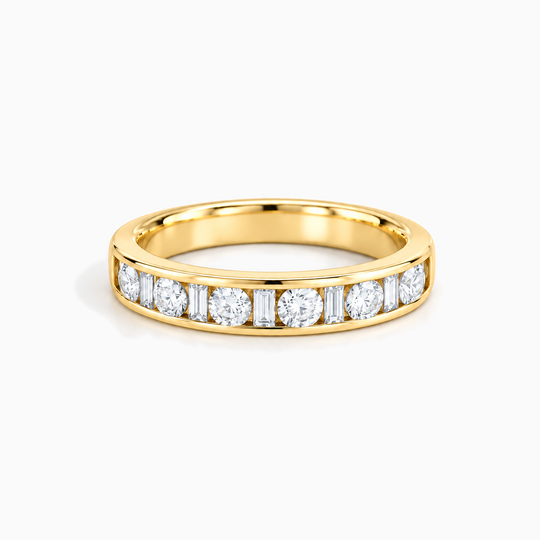 100Ct Half Channel Dot Dash Diamond Ring Yellow Gold Lying