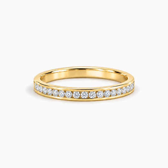 025Ct Half Channel Round Diamond Ring Yellow Gold Lying