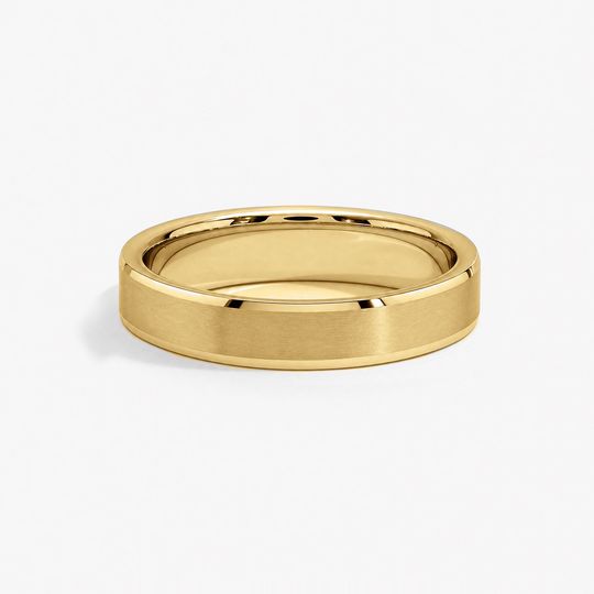 Bevelled 4Mm 18K Yellow Gold Matte 01 Flat
