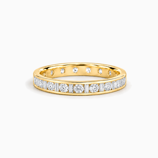100Ct Full Channel Dot Dash Diamond Ring Yellow Gold Lying