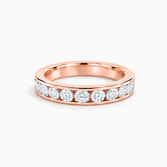 200Ct Half Channel Round Diamond Ring Rose Gold Lying