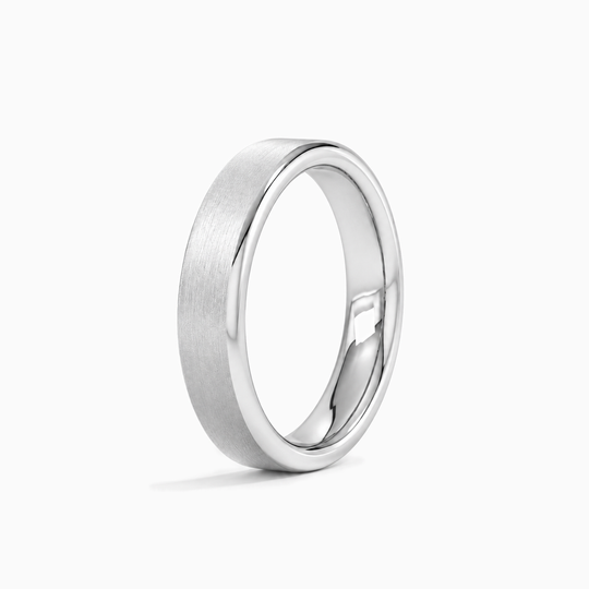 Womens 4Mm Heavy Weight Flat Court Matt Finish Wedding Ring White Gold Standing