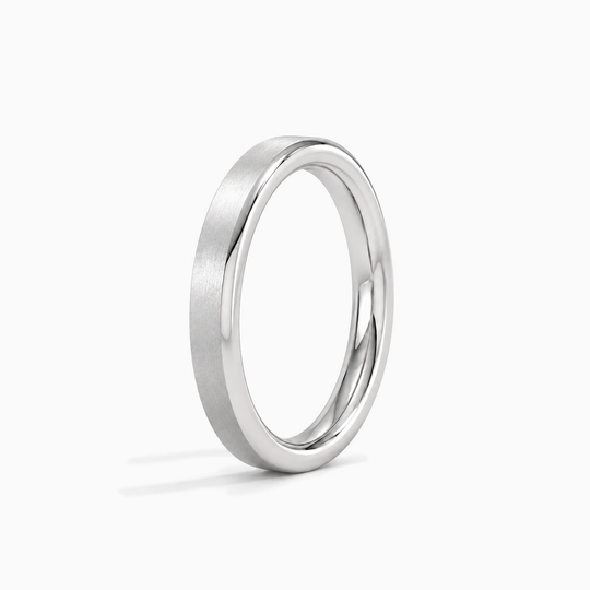 Womens 2.5Mm Heavy Weight Flat Court Matt Finish Wedding Ring White Gold Standing