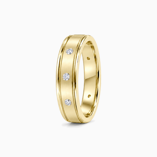 Round Diamond Sequence Ring 18K Yellow Gold 02 Standing