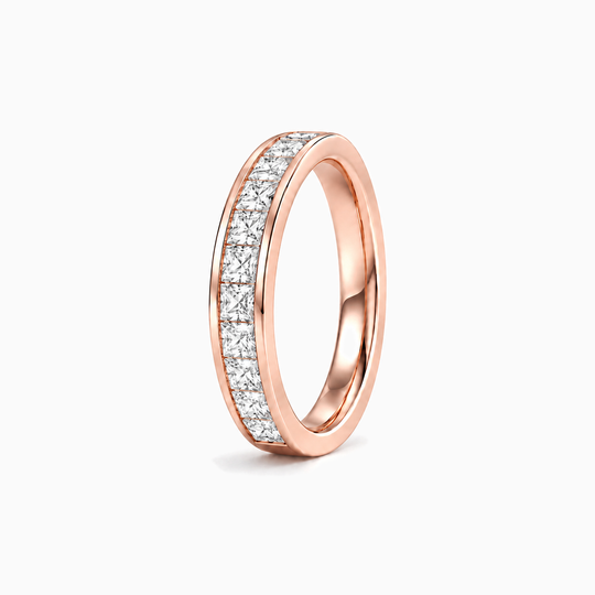 100Ct Half Channel Princess Cut Diamond Ring Rose Gold Standing