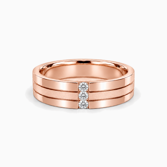 Round Diamond Split Groove Ring 18K Rose Gold 01 Lying